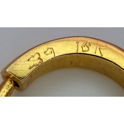 181 - A PAIR OF 18K YELLOW GOLD DIAMOND SET MINI HOOP EARRINGS. 0.30CT. 2.9G. SC7065.