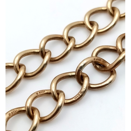 205 - A 9k yellow gold curb bracelet. 13.6g. 16cm total length. SH1911I.