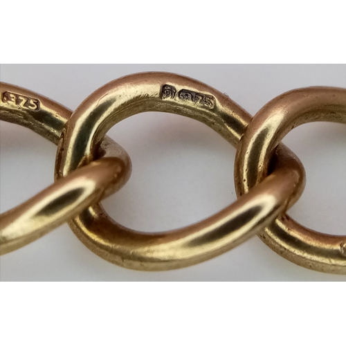 205 - A 9k yellow gold curb bracelet. 13.6g. 16cm total length. SH1911I.