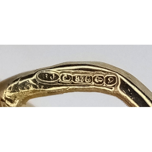 232 - A 9k yellow gold ruby and diamond bird pendant - 0.01ct diamond weight.  0.12ct ruby weight, 1.8g to... 