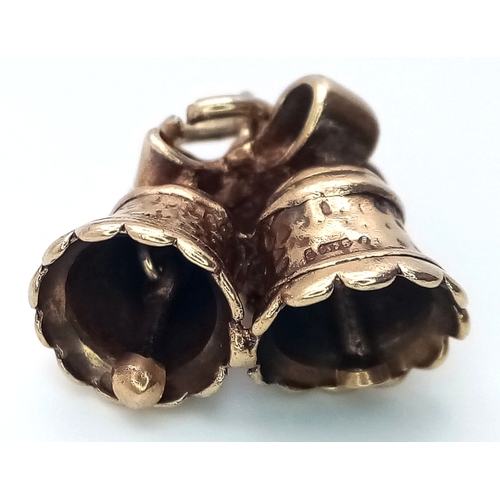 218 - A 9k yellow gold bells charm. 4.1g total weight. SH1922I.