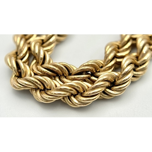 182 - Classic 9 CARAT GOLD ROPE NECKLACE.  7.29 grams. 50 cm. Beautiful piece of jewellery, please see pic... 