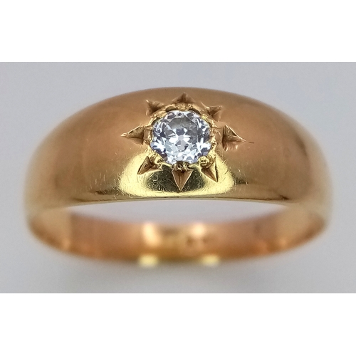 207 - Antique 18 CARAT GOLD and DIAMOND, GYPSY RING. A high quality GOLD BAND  with a beautifully cut DIAM... 