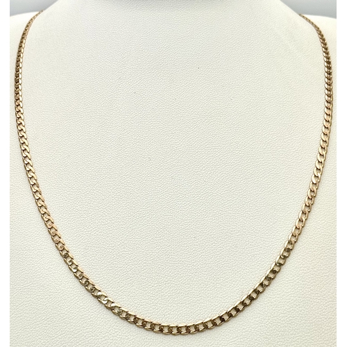 210 - Fabulous Slim 9 CARAT GOLD CURB CHAIN NECKLACE. 6.8 grams. Longer length at 58 cm. Please see pictur... 