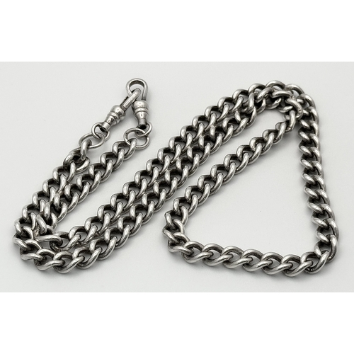 214 - Classic SOLID SILVER  ‘DOG CHAIN’  NECKLACE. Fully hallmarked. 45 cm.