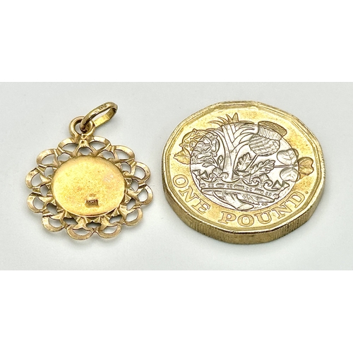 231 - Beautiful 9 CARAT GOLD SAINT CHRISTOPHER CHARM/PENDANT. Having attractive double looped surround. 1.... 