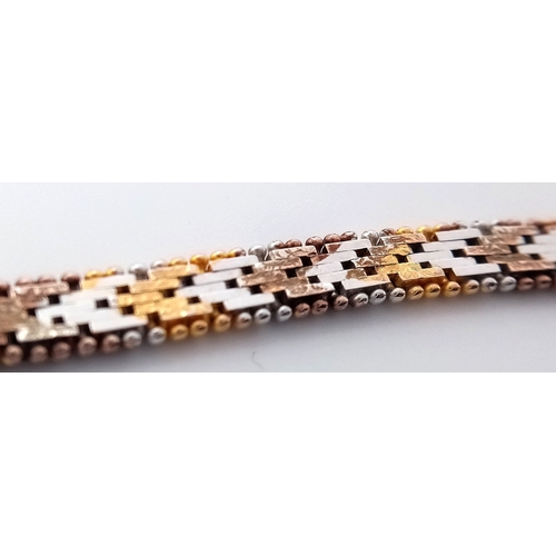 235 - A Beautiful ITALIAN SILVER , 2 X Colour GOLD PLATED BRACELET. Nice quality having beaded edge detail... 