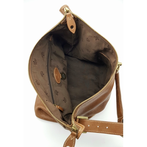 215 - A Mulberry Brown Leather Somerset Hobo Bag. Brown leather exterior with gold-toned hardware, adjusta... 