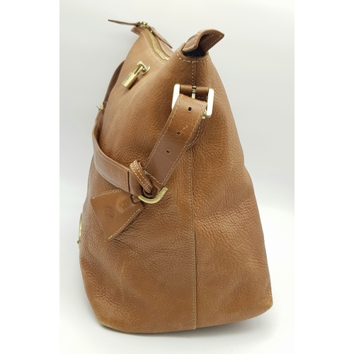 215 - A Mulberry Brown Leather Somerset Hobo Bag. Brown leather exterior with gold-toned hardware, adjusta... 