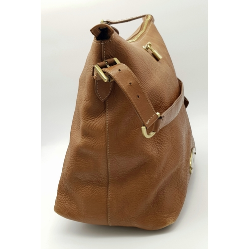 215 - A Mulberry Brown Leather Somerset Hobo Bag. Brown leather exterior with gold-toned hardware, adjusta... 