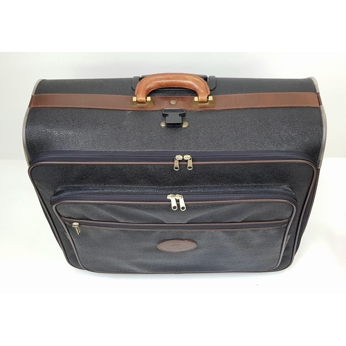 236 - A Mulberry Black Heritage Travel Suitcase. Leather exterior with gold-toned hardware, two zipped com... 