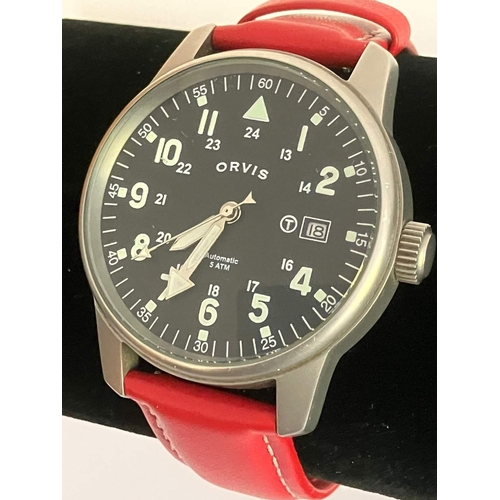 28 - Gentleman’s Extremely Rare ORVIS AUTOMATIC WRISTWATCH. Finished in stainless steel. ‘PILOTS’  DIAL h... 
