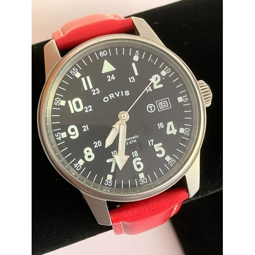 28 - Gentleman’s Extremely Rare ORVIS AUTOMATIC WRISTWATCH. Finished in stainless steel. ‘PILOTS’  DIAL h... 