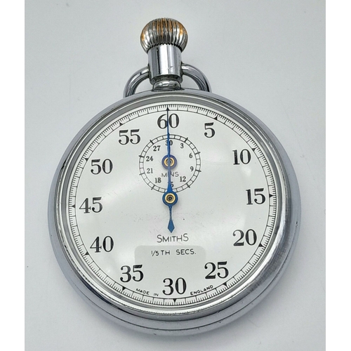 A Vintage Smiths White Metal Stop Watch. 51mm diameter. Top winder ...