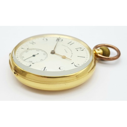 2 - AN 18K GOLD THOMAS RUSSELL AND SON, EARLY 20TH CENTURY POCKET WATCH - ORIGINALLY SOLD BY MAPPIN AND ... 
