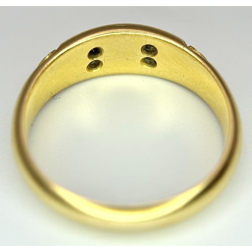 132 - AN 18K YELLOW GOLD ANTIQUE DIAMOND & PEARL RING. 4.1G TOTAL WEIGHT, SIZE N. HALLMARKED BIRMINGHAM 18... 