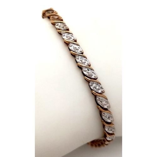 139 - A 9K YELLOW GOLD DIAMOND SET BRACELET 5.9G , 18.4CM IN LENGTH. REF: SC 9056