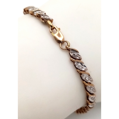 139 - A 9K YELLOW GOLD DIAMOND SET BRACELET 5.9G , 18.4CM IN LENGTH. REF: SC 9056