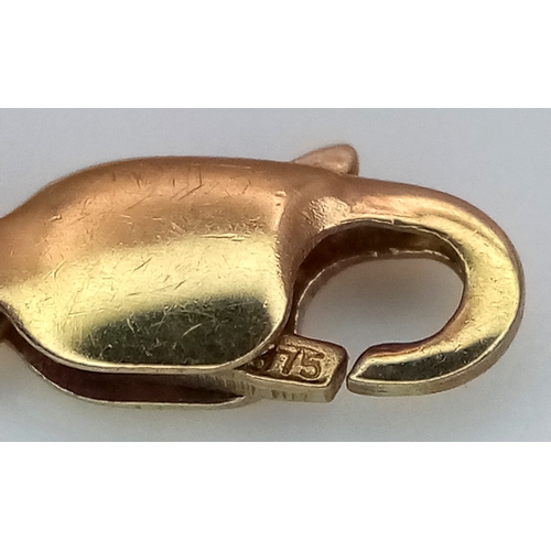 146 - A 9K YELLOW GOLD DIAMOND & GREEN STONE SET BRACELET. 5.5G , 19.5CM IN LENGTH. REF: SC 9059