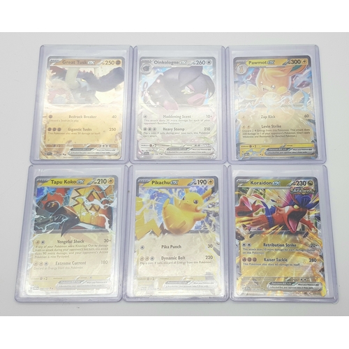 155 - 6 Encapsulated Pokémon Cards - Pikachu, Koraidon, Pawmot,  Oinkologne, Great Tusk and Tapu Koko. All... 
