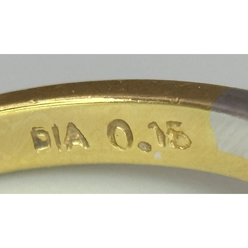 128 - An 18k yellow gold diamond crossover ring, 0.10ct diamond weight, 3.3g total weight, size K1/2. 5981... 