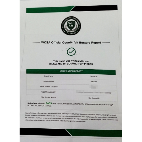 131 - A Tag Heuer Professional Quartz Unisex Watch. Model - WK1211. Stainless steel bracelet and case - 33... 