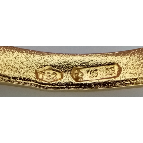 142 - An 18k yellow gold blue enamel crossover ring, 3.3g total weight, size N.1507I.