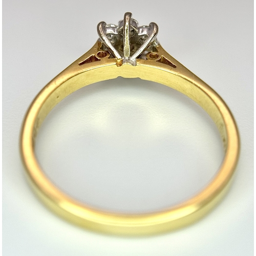 156 - AN 18K YELLOW GOLD DIAMOND CLUSTER RING 0.20CT , 2.6G TOTAL WEIGHT,  SIZE L. REF: A/S 1210 - 2