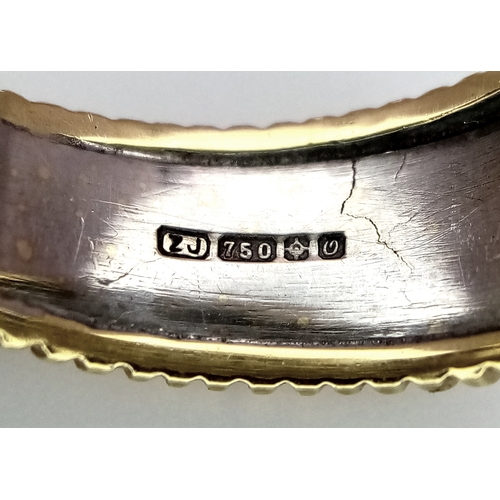 26 - An 18K Yellow Gold Diamond Pave Ring. c.1ctw round brilliant cut diamonds. 11mm width at front. Size... 