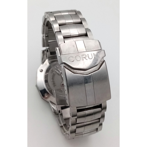 33 - A Corum Admirals Cup Automatic Gents Watch. Stainless steel bracelet and case - 42mm. Silver tone di... 