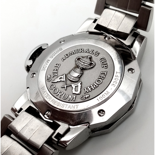 33 - A Corum Admirals Cup Automatic Gents Watch. Stainless steel bracelet and case - 42mm. Silver tone di... 