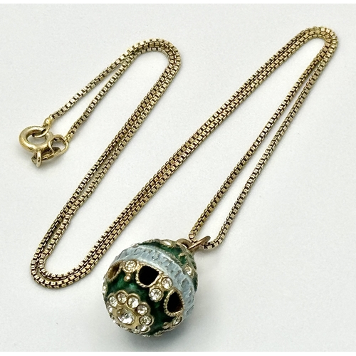 6 - Two Vintage Silver and Enamel Decorative Small Egg Pendants - Possibly Russian. Comes with a gilded ... 