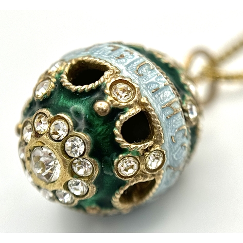 6 - Two Vintage Silver and Enamel Decorative Small Egg Pendants - Possibly Russian. Comes with a gilded ... 