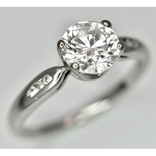 138 - A GIA Certified Diamond Solitaire Ring. 0.80ct round brilliant cut diamond - SI2. F colour. Size I 1... 