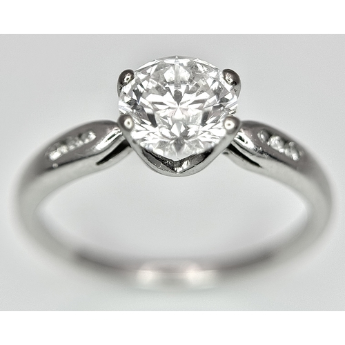 138 - A GIA Certified Diamond Solitaire Ring. 0.80ct round brilliant cut diamond - SI2. F colour. Size I 1... 