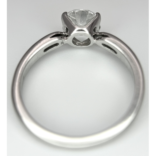 138 - A GIA Certified Diamond Solitaire Ring. 0.80ct round brilliant cut diamond - SI2. F colour. Size I 1... 