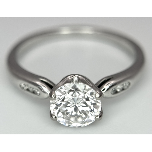 138 - A GIA Certified Diamond Solitaire Ring. 0.80ct round brilliant cut diamond - SI2. F colour. Size I 1... 