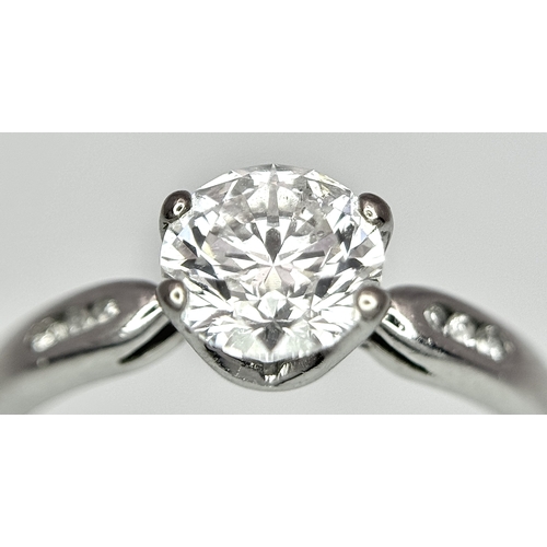 138 - A GIA Certified Diamond Solitaire Ring. 0.80ct round brilliant cut diamond - SI2. F colour. Size I 1... 