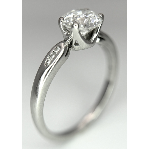 138 - A GIA Certified Diamond Solitaire Ring. 0.80ct round brilliant cut diamond - SI2. F colour. Size I 1... 