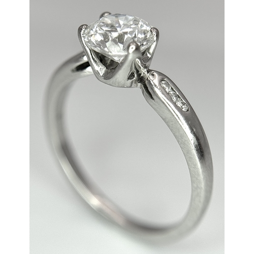 138 - A GIA Certified Diamond Solitaire Ring. 0.80ct round brilliant cut diamond - SI2. F colour. Size I 1... 