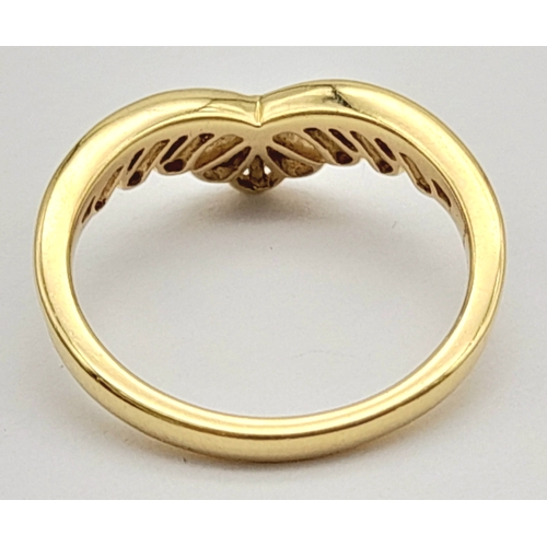 163 - AN 18K YELLOW GOLD DIAMOND SET CROWN TIARA RING BY EMMY OF LONDON 2.9G TOTAL WEIGHT, SIZE L. REF: A/... 