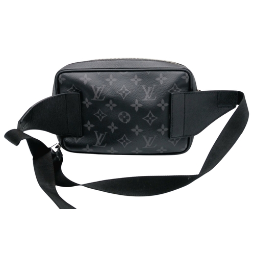 160 - A Louis Vuitton Black Monogram Bum Bag/Fanny Pack. Coated canvas and leather exterior with silver-to... 