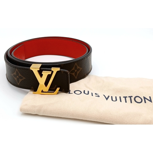 167 - A Louis Vuitton Monogram Belt. Coated canvas and leather with gold-toned hardware. 91cm length. Come... 
