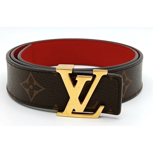 167 - A Louis Vuitton Monogram Belt. Coated canvas and leather with gold-toned hardware. 91cm length. Come... 