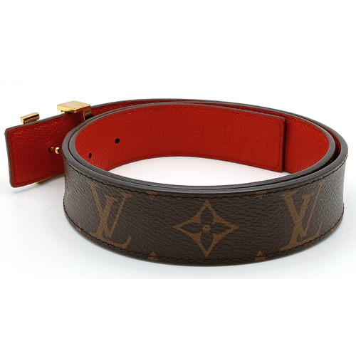 167 - A Louis Vuitton Monogram Belt. Coated canvas and leather with gold-toned hardware. 91cm length. Come... 