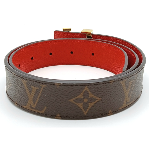 167 - A Louis Vuitton Monogram Belt. Coated canvas and leather with gold-toned hardware. 91cm length. Come... 