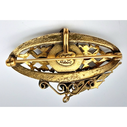 50 - A Vintage  'Original by Robert' Citrine Brooch. 6cm.