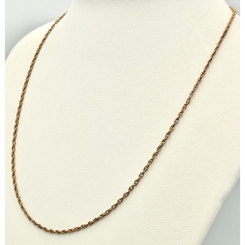 49 - Traditional 9 CARAT GOLD FINE ROPE  CHAIN NECKLACE. 3 grams. 40 cm.