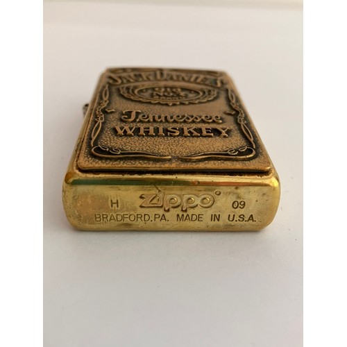 175 - Vintage ZIPPO ‘JACK DANIELS’ TENNESSEE WHISKEY LIGHTER. Finished in brass with raised lettering. Com... 