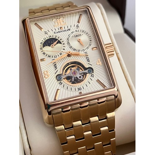 154 - An Impressive THOMAS EARNSHAW AUTOMATIC CHRONOGRAPH WATCH. Large Tank Style. Moonphase Multi Dial wi... 